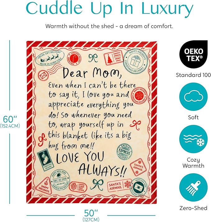 Joiedomi Mothers Day Blanket Gifts for Mom Birthday Gifts Soft Flannel Blanket for Mom Grandma from Daughter Son 50" x 60" Red
