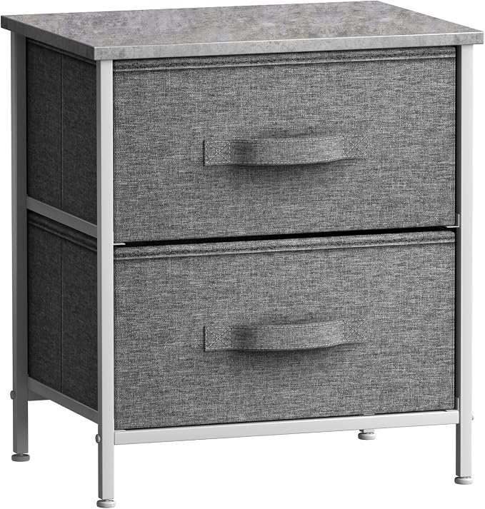 Sorbus Nightstand with 2 Drawers - Bedside Furniture End Table Night Stand with Steel Frame, Wood Top & Easy Pull Fabric Bins - Small Dresser & Chest for Home, Bedroom Accessories & Office - Image 8
