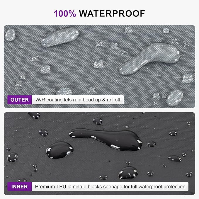 PURPLE LEAF 11 Pieces Patio Dining Set with Waterproof Furniture Cover Rectangular Table and Chairs Set for Garden Deck Aluminum Frame Backyard Kitchen Set, Cushions and Pillows Included Grey - Image 7
