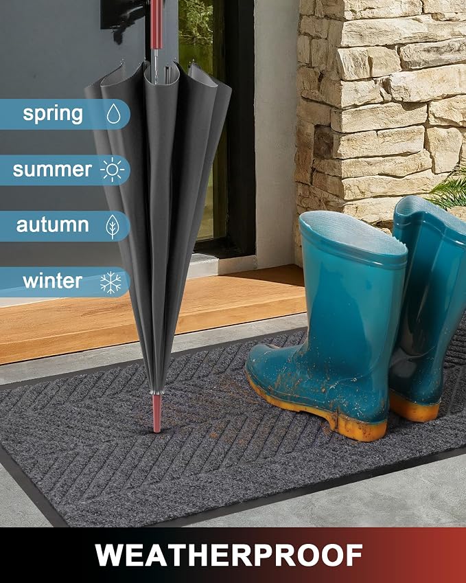Front Door Mat Indoor Outdoor Entrance, 4' x 6' Heavy Duty Doormat for Entryway, Absorbent Low Profile Welcome Mats Non-Slip, Trap Dirt Durable Mats for Home, Patio, Garage - Image 2