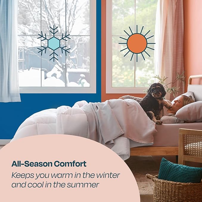 Linenspa White Down Alternative Comforter and Duvet Insert, for Twin XL Size Bed – All-Season Comforter with Box Stitch and 8 Duvet Loops – Bedding for Kids, Teens, and Adults