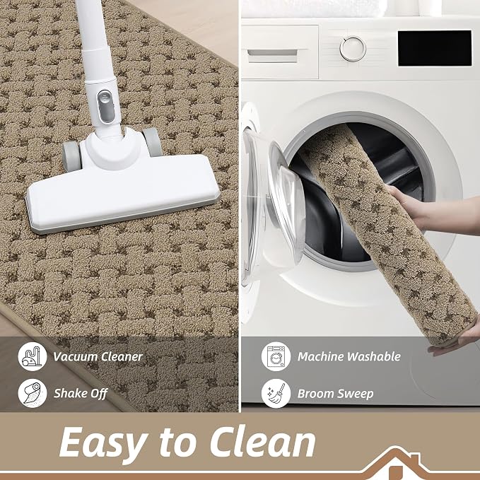 BEQHAUSE Dirt Trapper Door Mat Non-Slip Entryway Rugs Stain Resistant Absorbent Dog Doormats Woven-Look Washable Welcome Floor Doormat for Front Back Door, Dirty Wet Shoes & Paws, 32" x 48", Beige - Image 8