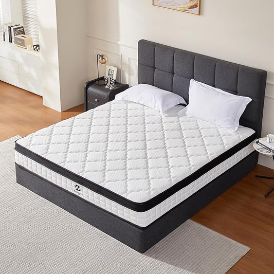 Queen Size Mattress, 10 Inch Hybrid Mattress Queen, Mattress in a Box with Individually Pocketed Spring - Zoned Support for Pressure Relief, Soft and Breathable, CertiPUR-US Certified