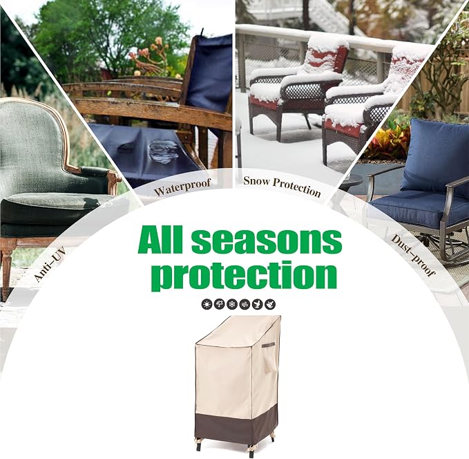 F&J Outdoors Waterproof Anti-UV Heavy Duty Patio Cover for 4-6 Stacking Chairs, 27" W x 37" D x 47" H, 1Pack - Image 8