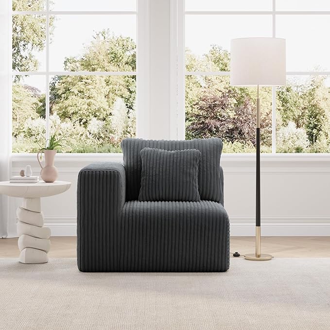Novilla Modular Sectional Sofa, Modern Cloud Sectional Couch with Smarts Coil® Support, Upholstered Boneless Couch for Living Room Apartments Bedroom, No Assembly Required, Dark Gray (Left-Arm Chair)