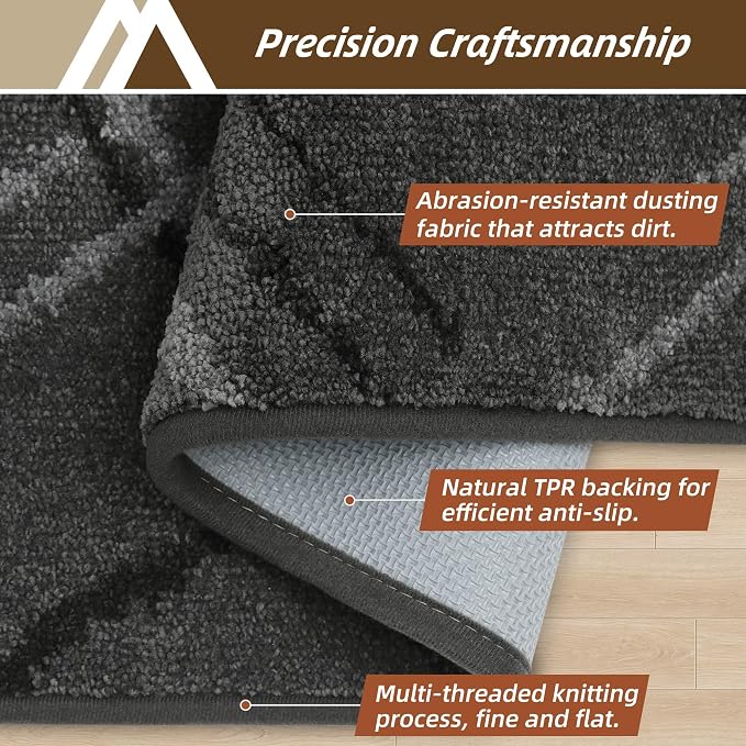 COSY HOMEER Front Door Mat Low Profile Non-Slip Doormat for Entryway, Absorbent Dirt Trapper Washable Entrance Mat, Sturdy Polyester Doormats (32"x20", Gray) - Image 3
