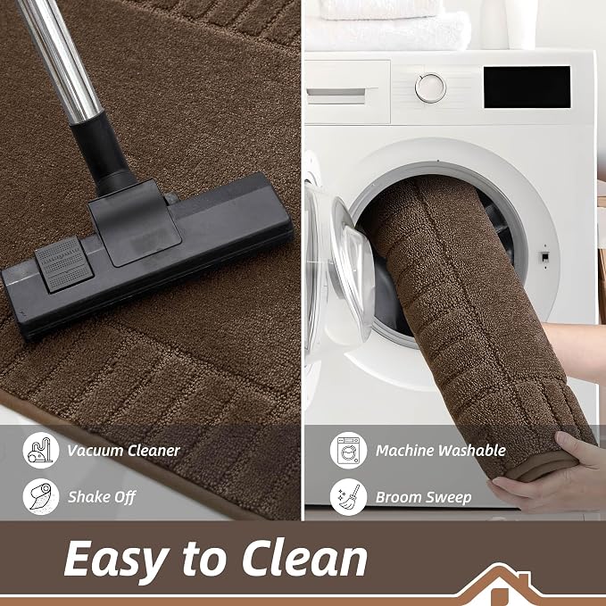 BEQHAUSE Door-Mat-Non-Slip Dirt Trapper Door Mats Low-Profile Front Door Mat Absorbent Floor Mats for Entryway Washable Mud Resistant Home Entrance Doormat,Brown,24"x36" - Image 7
