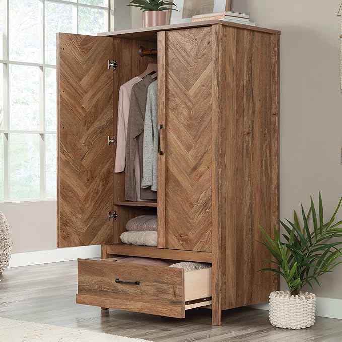 Sauder Cannery Bridge Armoire, L: 32.36" x W: 22.52" x H: 59.80", Sindoori Mango Finish