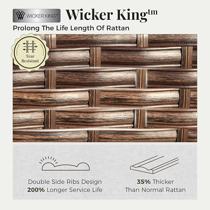 Patio Furniture Set with Coffee Table, Outdoor Conversation Set with 2 x Fixed Chairs, 1 x 2-Seat Sofa, 1 x 3-Seat Sofa for Lawn Garden Backyard, Pacific Blue