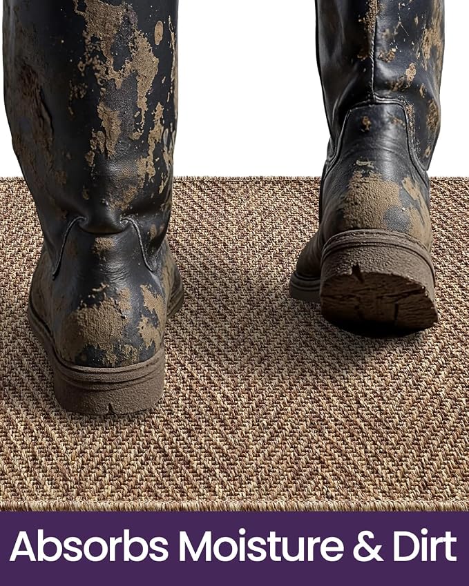 DEXI Dirt Trapper Door Mat, 31x60 Washable Doormat, Dirt Resistant and Absorbent, Easy Clean Low-Profile Floor Rugs for Entryway, Front Door, and Inside Entrance, Brown - Image 5