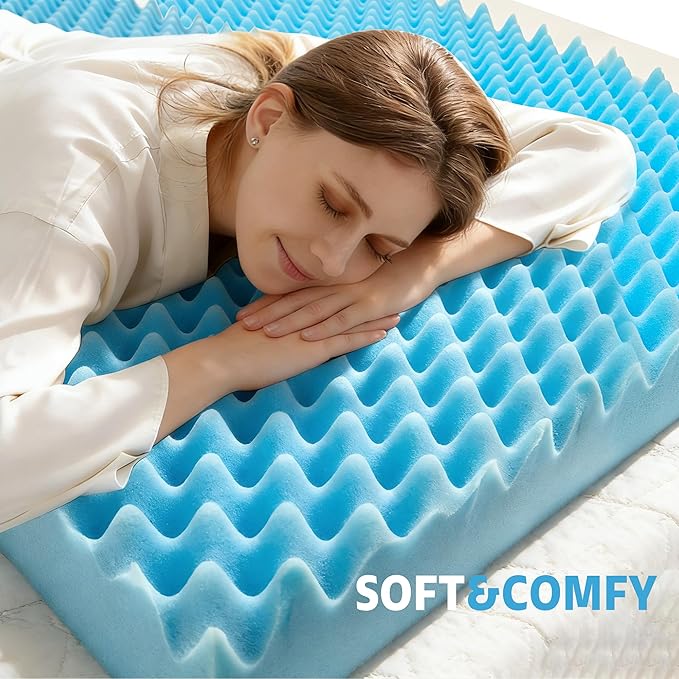 72 * 24 * 3inch Egg Crate Foam Pad Cuttable Egg Carton Foam Padding for Support, Air Circulation, Pressure Relief Weight Distribution,Blue