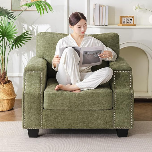 Oversized Accent Chair with Seat Storage,Comfy Living Room Chairs with Armrest Organizer,Oversize Armchair,Upholstered Big Reading Chair,Single Sofa Chair for Bedroom,Velvet,Green
