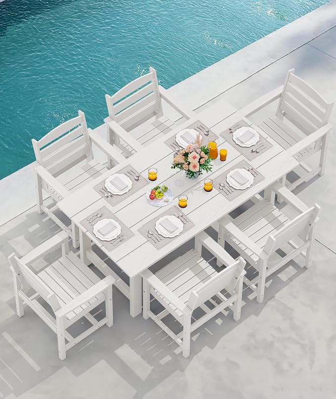 SERWALL Patio Dining Chair Set of 2, White - Image 8