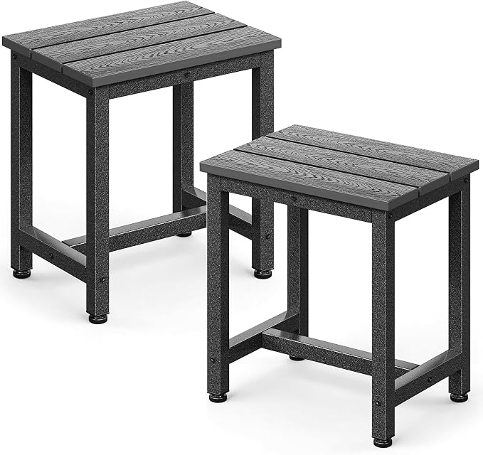 ODK Outdoor Side Tables Set of 2, Adirondack Patio End Table with Weather-Resistant Waterproof Top for Hot Tub Garden, Balcony, Poolside, 2PCS, Grey by ODK