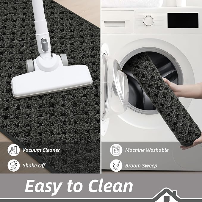 BEQHAUSE Dirt Trapper Door Mat Non-Slip Entryway Rugs Stain Resistant Absorbent Dog Doormats Woven-Look Washable Welcome Floor Doormat For Front Back Door, Dirty Wet Shoes & Paws, 36" x 60", Dark Grey - Image 8