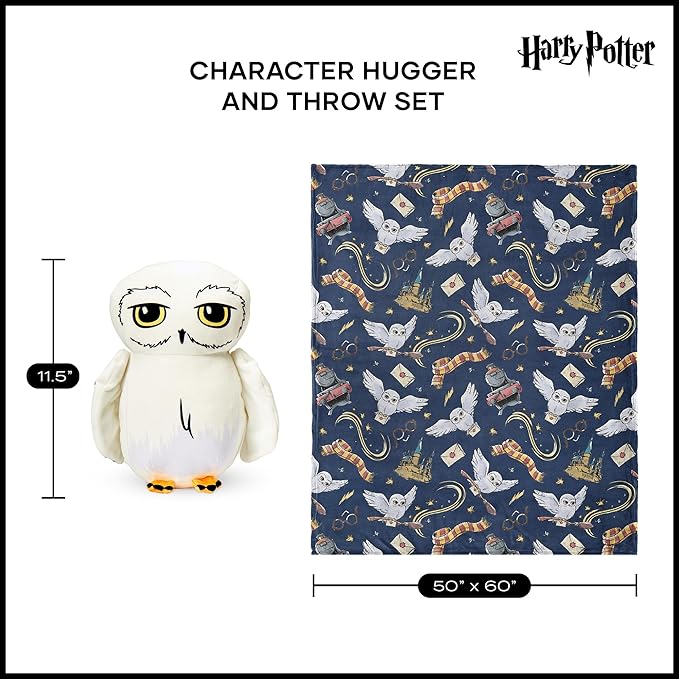 Northwest Harry Potter, Hedwig, Silk Touch Throw and Hugger Set, 50 x 60 Inches