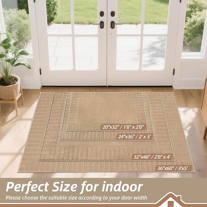 BEQHAUSE Door-Mat Non-Slip Front Doormat Low-Profile Entrance Mats for Front Door Entry Resist Dirt Washable Doormat Absorbent Entryway Door Mat,Taupe,36"x60" - Image 4
