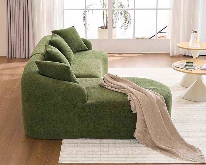 KEIKI L-Shaped Chenille Modular Sectional Couches with Chaise Lounge & 4 Pillows, 3 Seater Oversized Upholstered Luxury Plush Cloud Sofa for Living Room Apartment, Full Sponge Compression