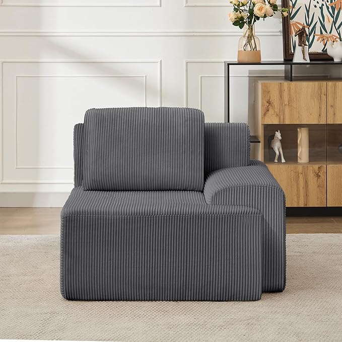KIGOTY Modular Sectional Sofa, Comfy Cloud Sectional Couch with Right Armrest, Corner Couch, Modern Boneless Sofas for Living Room, No Assembly Required, Grey