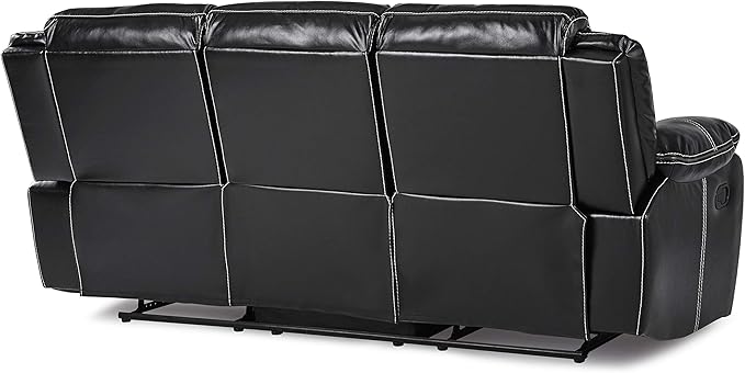 Lexicon Bay Manual Double Reclining Sofa, Black