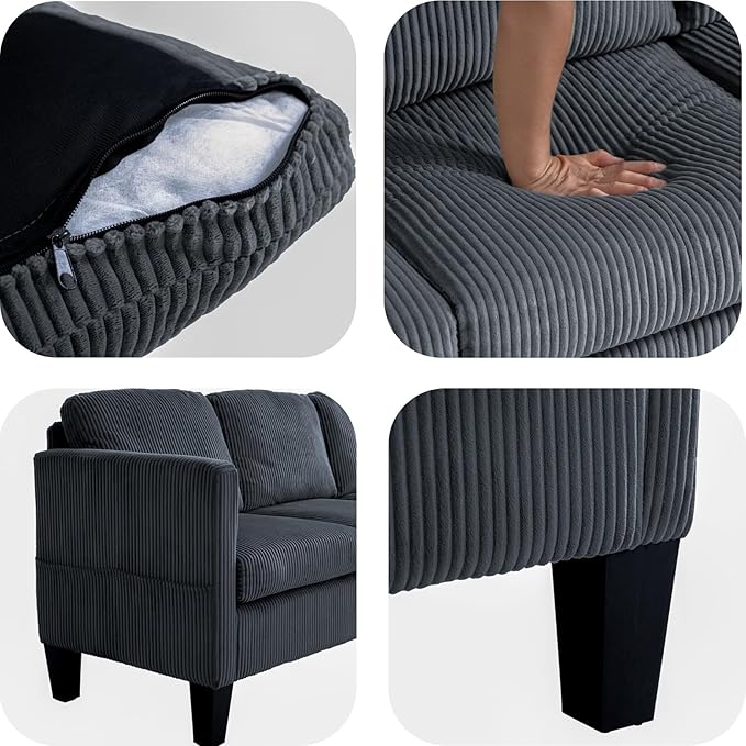 L Shaped Couch, Convertible Sleeper Sofa Bed with Chaise Lounge Storage, Sectional Couches for Living Room, Lounge Sectional Couch for Apartment and Small Spaces, Gray
