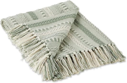 DII Braided Striped Decorative Throw Blanket, 50x60, Artichoke