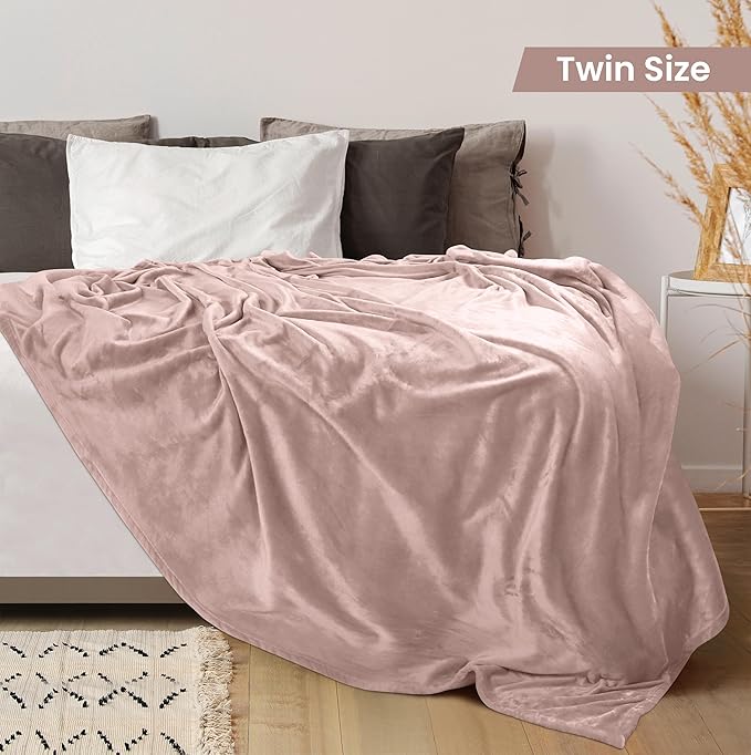 Utopia Bedding Fleece Blanket Twin Size Rose Pink (60x80 Inches) Ultra Soft Warm Lightweight Microfiber Breathable Anti-Static Cozy Bed Blanket, All-Season Home Decor Gift for Men & Women