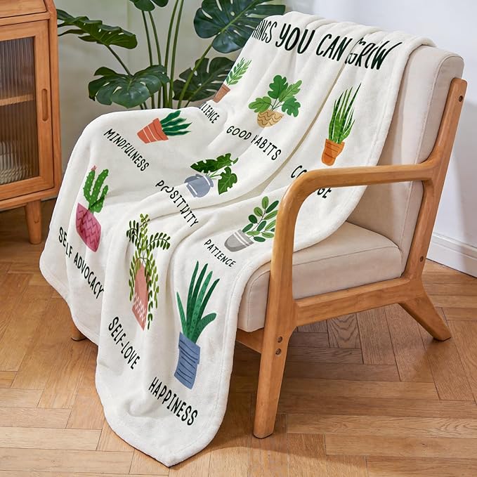 Mental Health Gifts for Women Men, Flannel Soft Inspirational Blanket Decor, Therapist Gift, Encouragement Meaningful Mindfulness Positive Uplifting Gifts for Women Men - 50" x 60"