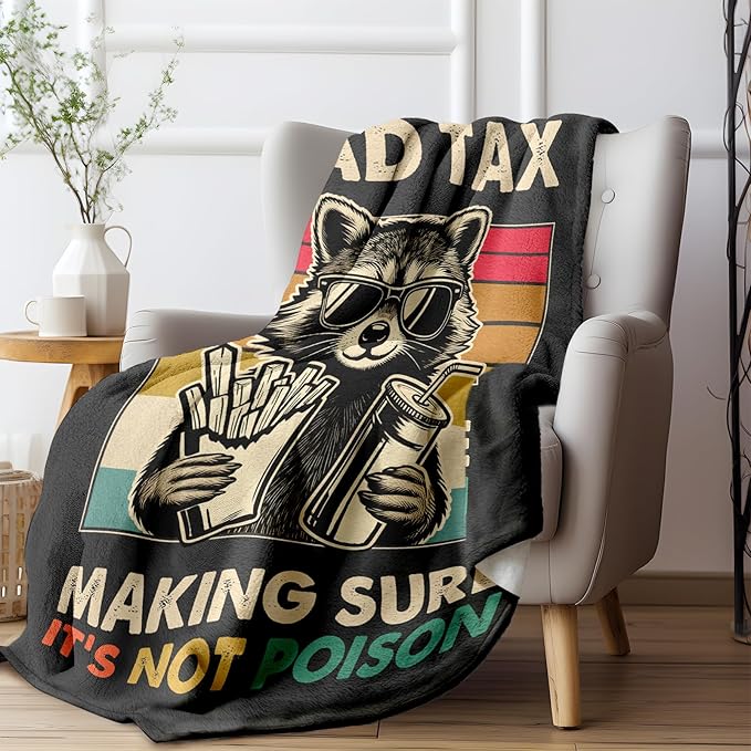 Dad Birthday Gifts from Daughter Son - Funny DAD Tax, Soft Flannel Blanket - Birthday Fathers Day for Daddy Father Present - 50’’ x 60’’