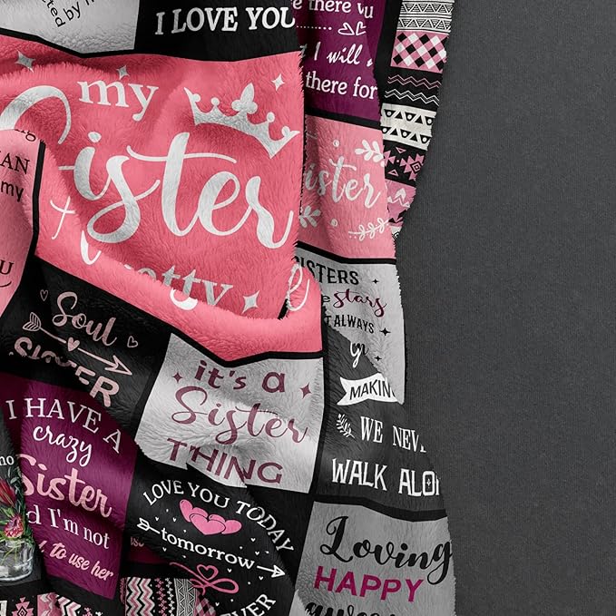 Ruvinzo Sister Gifts from Sis, Sisters Birthday Gift Idea, Best Sister Ever Gift for Women, Birthday Gifts for Sisters, Sis Soft Throw Blanket 80" x 60"
