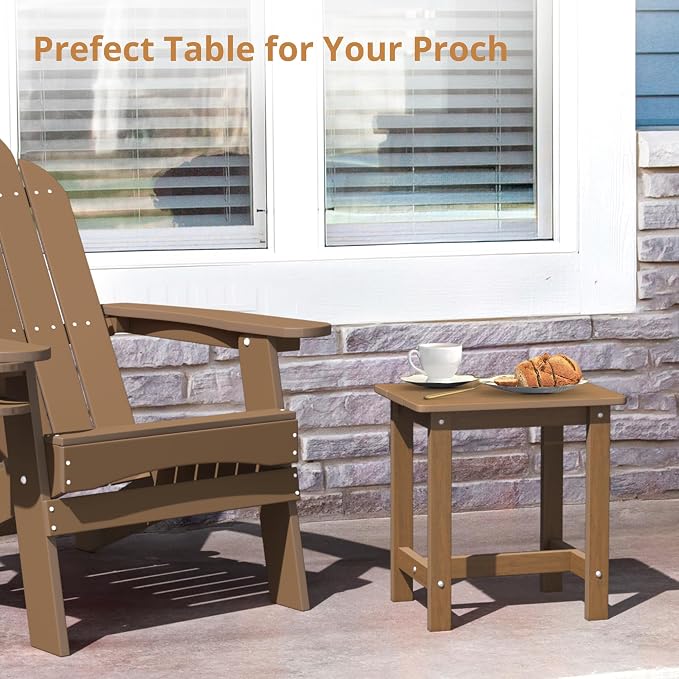 LUE BONA Outdoor Side Table, HDPS Small Outdoor Table, Adirondack Side Table, Outside End Table for Patio, Porch, Deck, Pool, Weather Resistant/Easy Maintenance/Indoor or Outside Use, Brown - Image 5