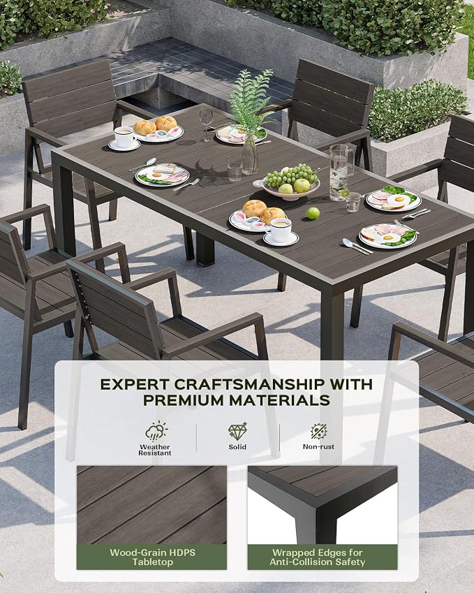 Vexwalx Outdoor Dining Chairs Set of 2, HDPS + Aluminum Patio Dining Chairs with Ergonomic Design and Wide Seat, 2 Piece Outdoor Chairs for Garden, Backyard, Deck (Charcoal) - Image 2