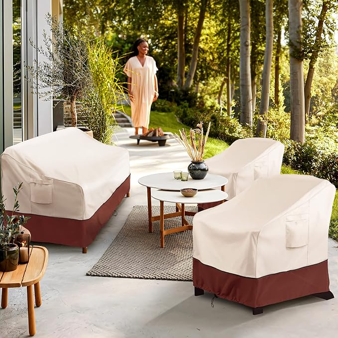 COSFLY Patio Furniture Covers 2 Pack, 600D Waterproof Outdoor Chair Covers for Deep Chairs, All-Weather UV Resistant Protection with Adjustable Straps & Air Vents, Fits up to 29" W x 30" D x 36" H - Image 9