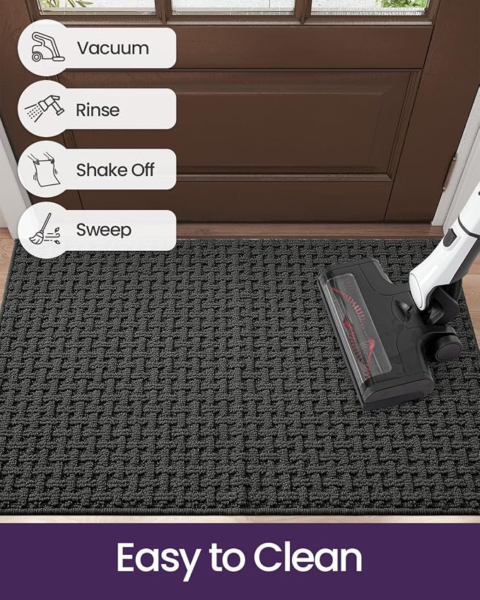 DEXI Front Entryway Door Mat Non Slip 48x72, Large Double Entry Way Mats Inside Entrance Low Profile, Welcome Doormat Dirt Trapper for Garage House Floor Home Porter Hall Backdoor Area, Dark Grey - Image 6