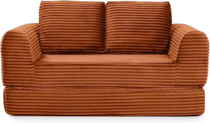 Foldable Boneless Love Seat Couches in a Box, Modern Floor Foam Sleeper Sofa Bed 2-in-1 Convertible Cloud Sofa for Home Apartments Bedroom
