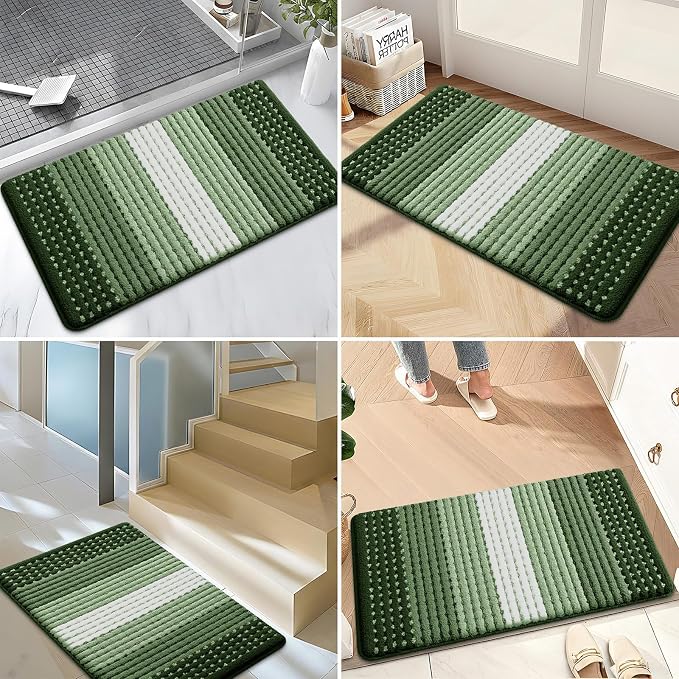 Kitinjoy Indoor Outdoor Door Mat, 36x24 Non-Slip Absorbent Dirt Trapper, Low-Profile Washable Inside Entrance Front Floor Mat, Sturdy Soft Entry Dotted Ombre Doormats for Entryway, Green - Image 6