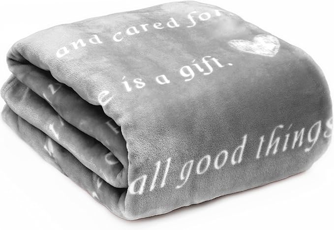 Compassion Blanket (Brand)- Strength Courage Super Soft Warm Hugs, Get Well Gift Blanket Plush Healing Thoughts Positive Energy Love & Hope (Gray, 50 x 60 Fleece)
