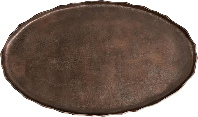 Kate and Laurel Alessia Transitional Oval Coffee Table, 34 x 20 x 15, Bronze, Metal Living Room Table for Storage and Display with Antique Deckled Edge Detailing