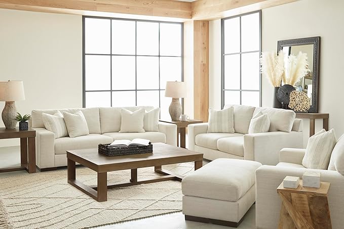 Signature Design by Ashley Maggie Contemporary Upholstered Chair and a Half, Beige
