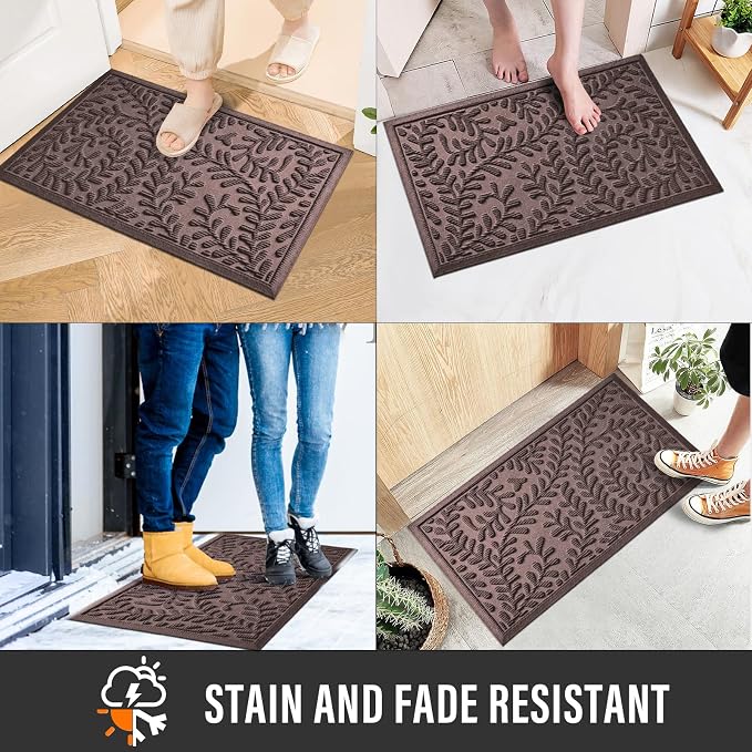 HIYARD Front Door Mat, Absorbent Dirt Trapping Welcome Door Mat Indoor Outdoor, Non Slip Entry Mat, Indoor Outdoor Door Mats, Fade Resistant, Low Profile Doormat for Entryway, 36×24, Coffee - Image 4