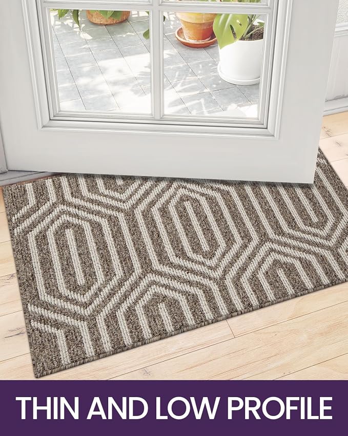 DEXI Front Door Mats for Entryway, 32x48 Non Slip Washable Low-Profile Entry Doormat, Absorbent Resist Dirt Inside Floor Entrance Mat, Patio, Brown - Image 5