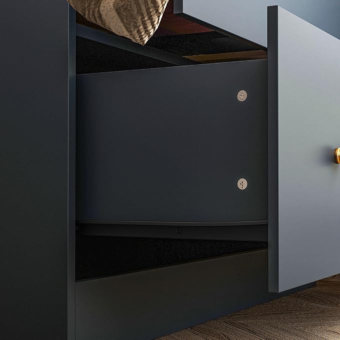Hitow Wardrobe Armoire Closet with Mirror, 2 Door Wardrobe Cabinet with 2 Drawers & Extendable Hanging Rod, Bedroom Armoire Cabinet Clothes Organizer, Type A Blue (35.5" W x 15.8" D x 70.8" H)