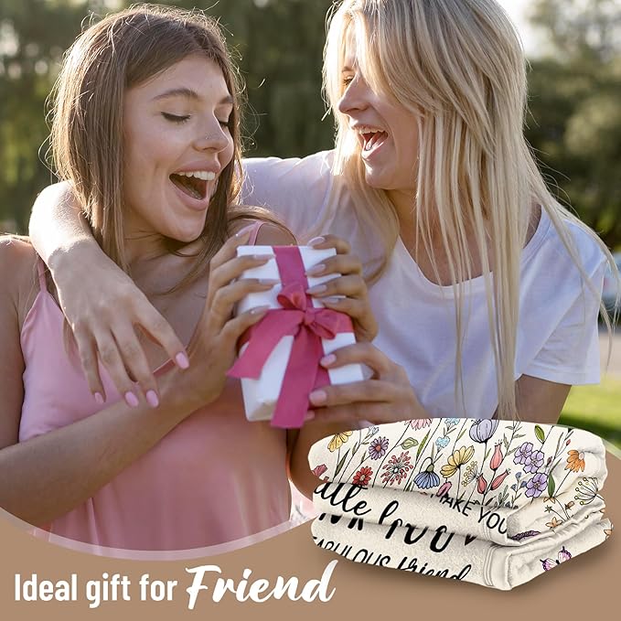 Best Friends Blanket, Best Friend Birthday Gifts for Women, Gifts for Best Friend Woman, Bestie Gift for Women, Friendship Present for Woman 60”x50” Inches