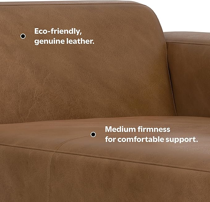 SIMPLIHOME Rex Right Chaise Sofa Module in Full-Grain Genuine Leather, Caramel Brown, 44-inches W x 69.5-inches D, Handcrafted Modern-Style Right-Arm Chaise Lounge Chair for Living Room