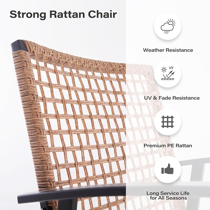 LAUSAINT HOME 7 Pieces Patio Dining Set, Outdoor Furniture Set of 6 Chairs with Soft Cushion and Iron Slats Table Top with Umbrella Hole, Conversation Set for Backyard, Garden and Poolside - Image 5