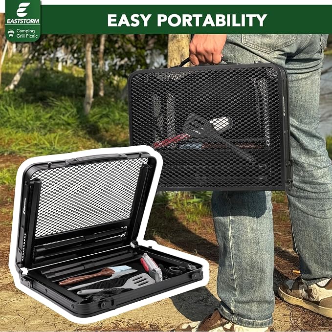 E EASTSTORM Folding Picnic Table for Grill Outdoor Camping Table with Portable Mesh Bag, Compact & Foldable for Easy Storage - Great for Picnic, Garden, Patio, Dining, BBQ, Party, Market 2Ft - Image 5