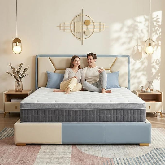 Queen Size Mattress - 12 Inch Queen Mattress- Hybrid Memory Foam Mattress,Pressure Relief, Cooling Breathable Cover, CertiPUR-US Certified, Bed-in-a-Box