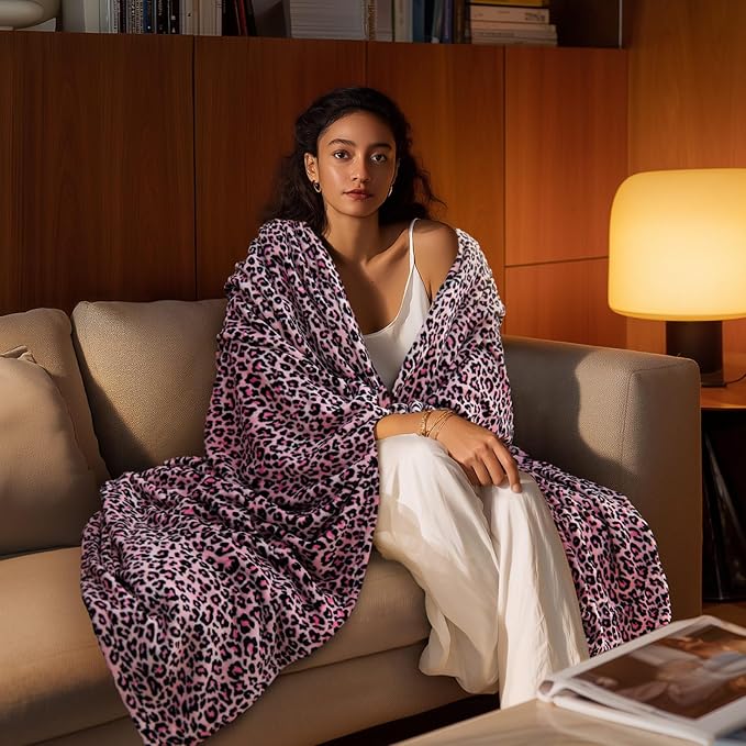 BEDELITE Pink Leopard Blanket Twin?€? Soft & Cozy Cheetah Blanket for Couch, Bed & Sofa, Lightweight Fleece Animal Print Decor, 60"x 80", Pink