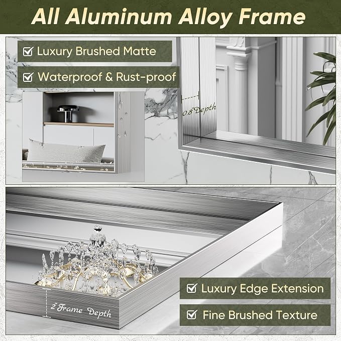 Suidia 2-Pack Bathroom Mirror, 30" x 30" Wall Mirror Metal Framed, Bathroom Vanity Mirror for Living Room Bedroom Bathroom Entryway, Silver, Rect Corner Style - Image 3