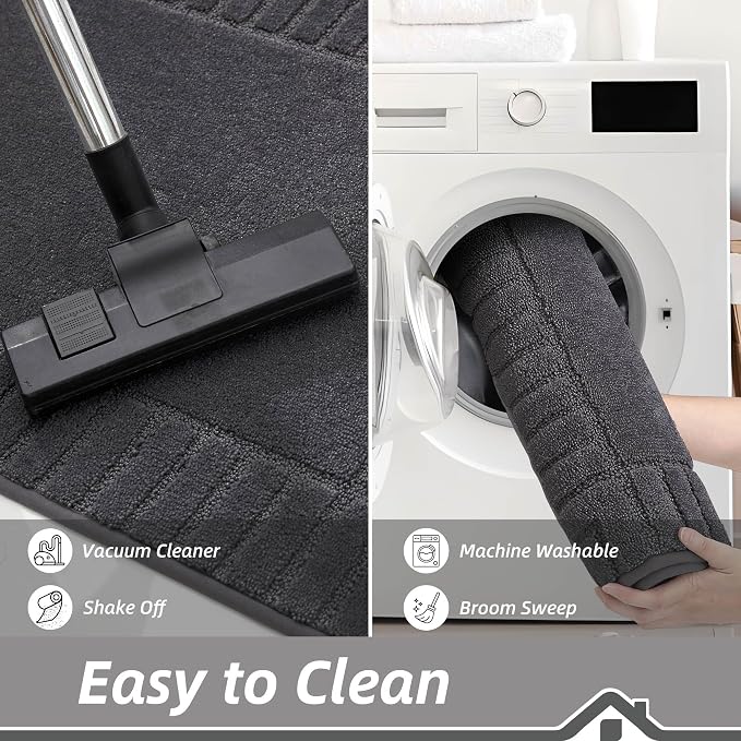 BEQHAUSE Door-Mat-Non-Slip Dirt Trapper Door Mats Low-Profile Front Door Mat Absorbent Floor Mats for Entryway Washable Mud Resistant Home Entrance Doormat,Dark Grey,24"x36" - Image 7
